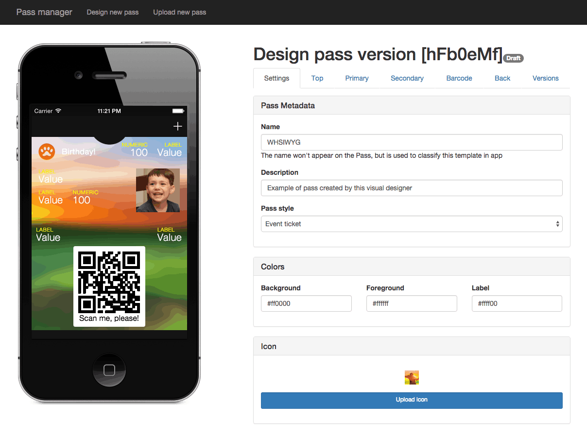 Apple Pass™ visual designer screenshot 1
