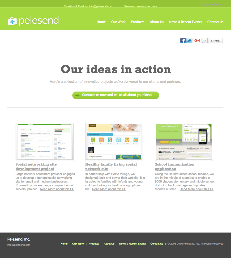 Pelesend corporate site screenshot 1